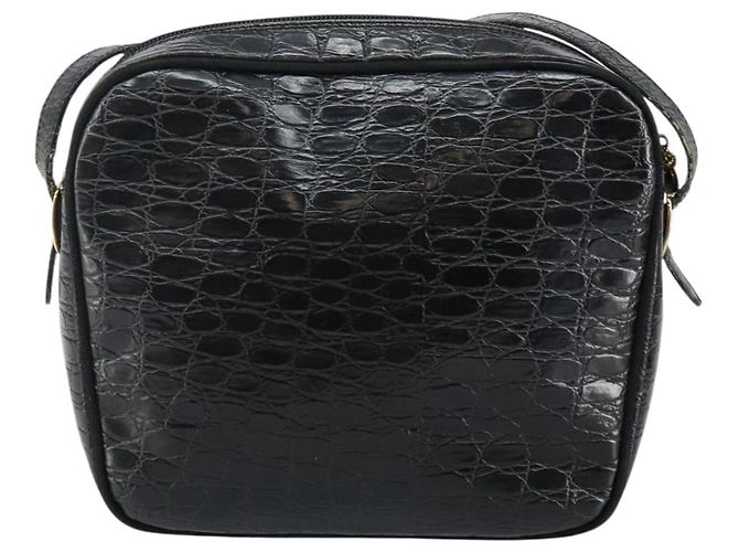 Borsa a Spalla Vala in Pelle Embossed Nera e Oro Auth BA6288 di Salvatore Ferragamo Nero D'oro - vista 2