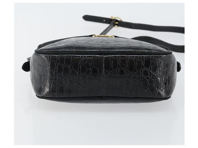 Borsa a Spalla Vala in Pelle Embossed Nera e Oro Auth BA6288 di Salvatore Ferragamo Nero D'oro - vista 5