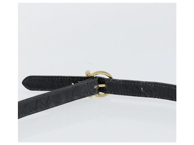 Borsa a Spalla Vala in Pelle Embossed Nera e Oro Auth BA6288 di Salvatore Ferragamo Nero D'oro - vista 8