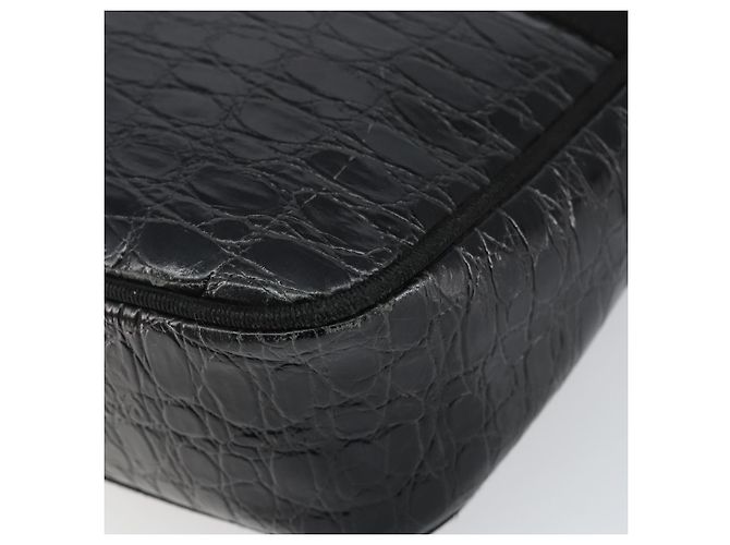 Borsa a Spalla Vala in Pelle Embossed Nera e Oro Auth BA6288 di Salvatore Ferragamo Nero D'oro - vista 9