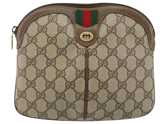 Borsa a Spalla Gucci GG Supreme Web Sherry Line PVC Beige 904 02 047 Auth hk2990 D'oro - vista 13