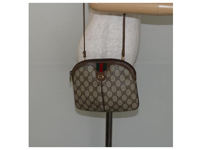 Borsa a Spalla Gucci GG Supreme Web Sherry Line PVC Beige 904 02 047 Auth hk2990 D'oro - vista 22