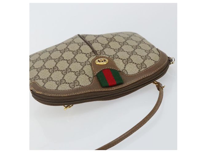 Borsa a Spalla Gucci GG Supreme Web Sherry Line PVC Beige 904 02 047 Auth hk2990 D'oro - vista 6