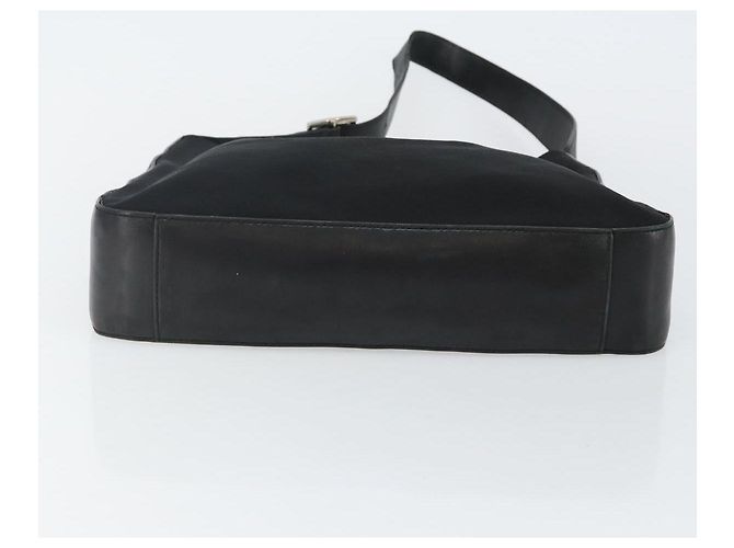 Bolso de Hombro Gancini de Nylon Negro y Plata de Salvatore Ferragamo Auth hk2985 - vista 5