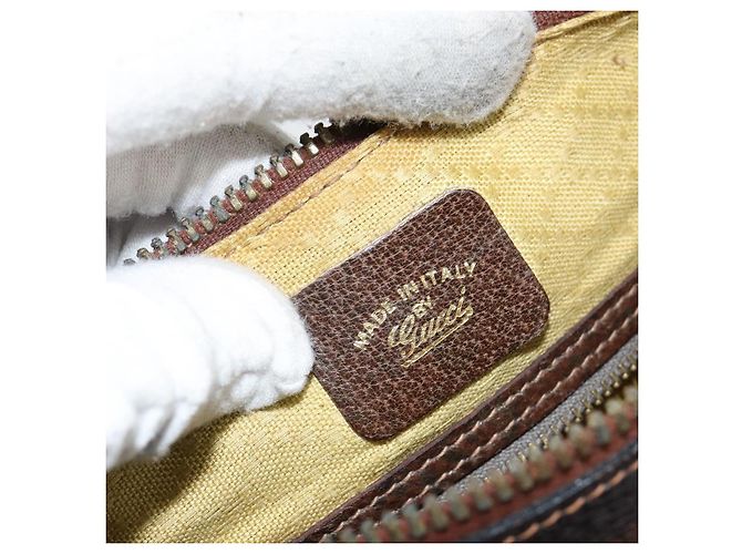 Bolsa de mão GUCCI GG Supreme Web Sherry Line PVC Bege Ouro Vermelho Auth BA6243 Dourado - vista 12