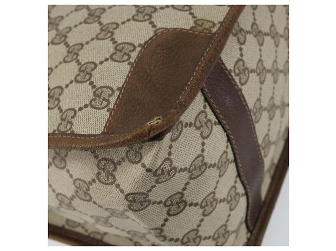 Bolsa de mão GUCCI GG Supreme Web Sherry Line PVC Bege Ouro Vermelho Auth BA6243 Dourado - vista 14