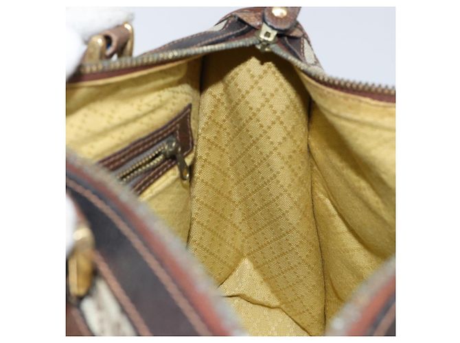 Bolsa de mão GUCCI GG Supreme Web Sherry Line PVC Bege Ouro Vermelho Auth BA6243 Dourado - vista 17