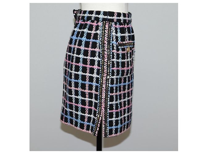 Falda CHANEL Tweed Marino CC Auth 136320M Azul marino - vista 4