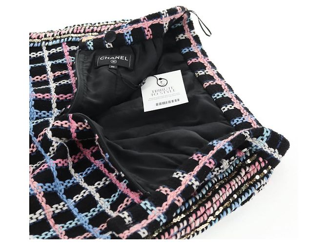 Falda CHANEL Tweed Marino CC Auth 136320M Azul marino - vista 9