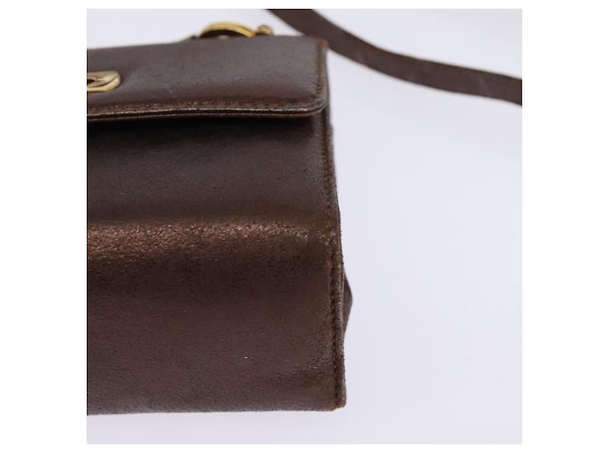 Borsa a Spalla Gancini in Pelle Marrone e Oro Salvatore Ferragamo Auth hk2983 D'oro - vista 14