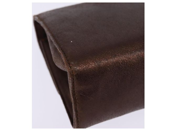Borsa a Spalla Gancini in Pelle Marrone e Oro Salvatore Ferragamo Auth hk2983 D'oro - vista 15