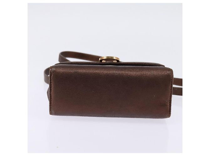 Borsa a Spalla Gancini in Pelle Marrone e Oro Salvatore Ferragamo Auth hk2983 D'oro - vista 5