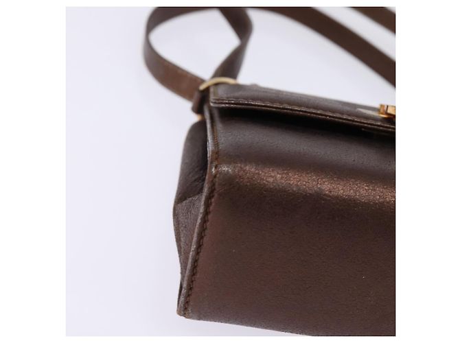 Borsa a Spalla Gancini in Pelle Marrone e Oro Salvatore Ferragamo Auth hk2983 D'oro - vista 9
