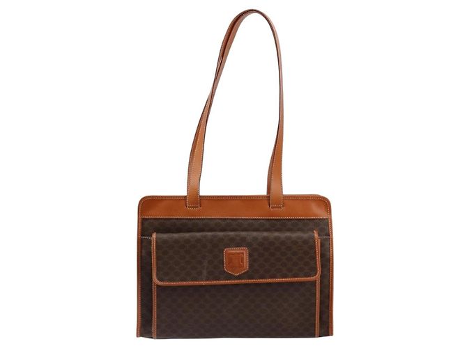 Céline Borsa tote in tela Macadam CELINE in pelle PVC marrone oro Auth ep11322 D'oro - vista 13