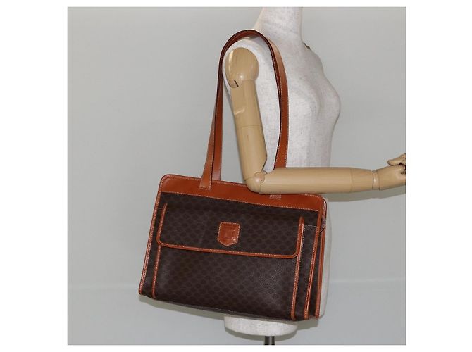 Céline Borsa tote in tela Macadam CELINE in pelle PVC marrone oro Auth ep11322 D'oro - vista 23