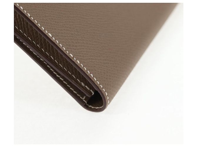 Hermès HERMES Portafoglio Beansufla Pelle Beige Oro Auth 139050M D'oro - vista 10