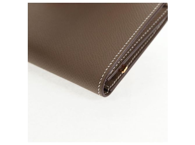 Hermès HERMES Portafoglio Beansufla Pelle Beige Oro Auth 139050M D'oro - vista 11