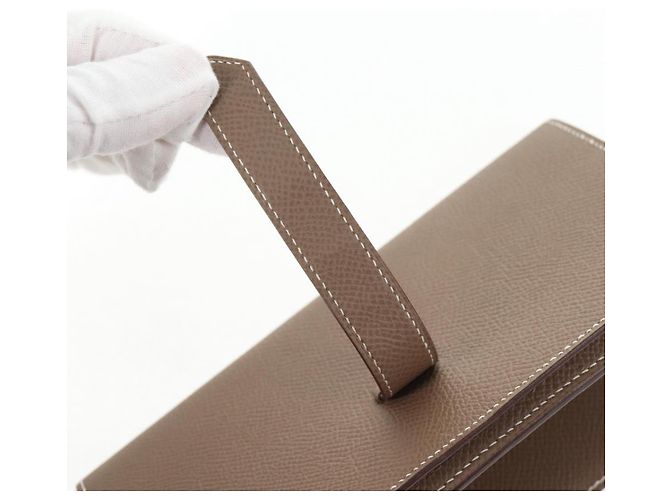 Hermès HERMES Portafoglio Beansufla Pelle Beige Oro Auth 139050M D'oro - vista 13