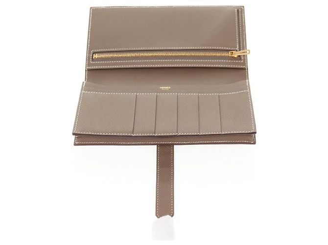 Hermès HERMES Portafoglio Beansufla Pelle Beige Oro Auth 139050M D'oro - vista 14