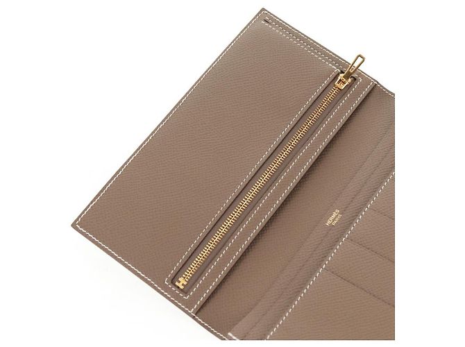 Hermès HERMES Portafoglio Beansufla Pelle Beige Oro Auth 139050M D'oro - vista 15