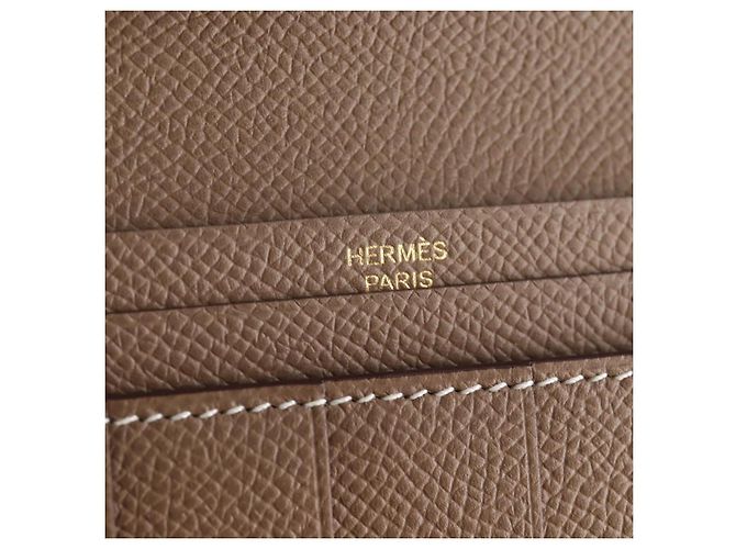 Hermès HERMES Portafoglio Beansufla Pelle Beige Oro Auth 139050M D'oro - vista 17