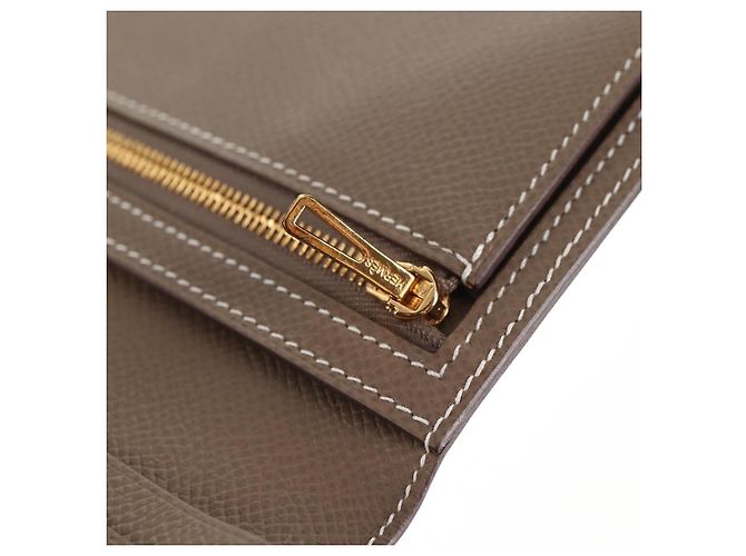Hermès HERMES Portafoglio Beansufla Pelle Beige Oro Auth 139050M D'oro - vista 18