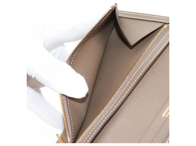 Hermès HERMES Portafoglio Beansufla Pelle Beige Oro Auth 139050M D'oro - vista 19