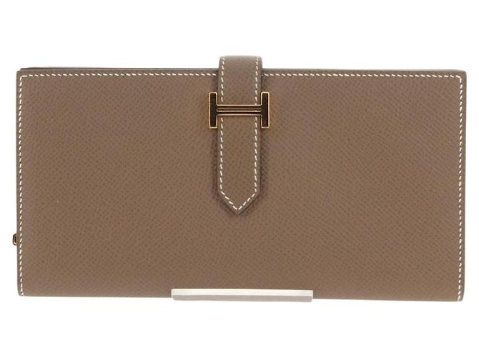 Hermès HERMES Portafoglio Beansufla Pelle Beige Oro Auth 139050M D'oro - vista 2