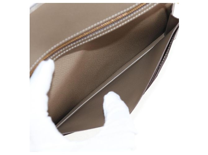 Hermès HERMES Portafoglio Beansufla Pelle Beige Oro Auth 139050M D'oro - vista 20
