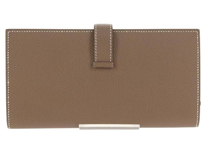 Hermès HERMES Portafoglio Beansufla Pelle Beige Oro Auth 139050M D'oro - vista 3
