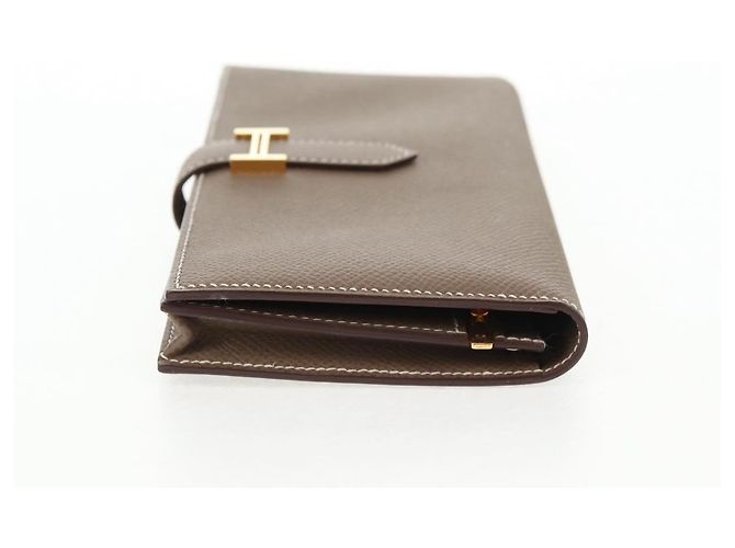 Hermès HERMES Portafoglio Beansufla Pelle Beige Oro Auth 139050M D'oro - vista 4