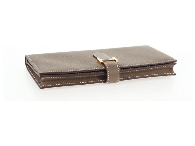 Hermès HERMES Portafoglio Beansufla Pelle Beige Oro Auth 139050M D'oro - vista 6