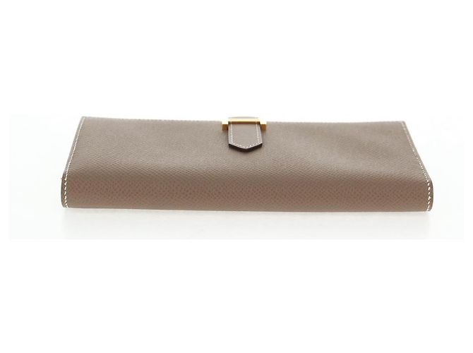 Hermès HERMES Portafoglio Beansufla Pelle Beige Oro Auth 139050M D'oro - vista 7