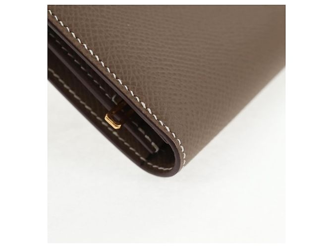 Hermès HERMES Portafoglio Beansufla Pelle Beige Oro Auth 139050M D'oro - vista 8