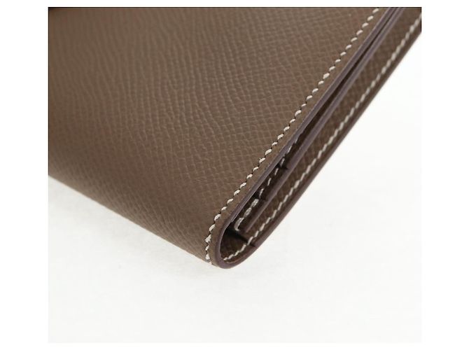 Hermès HERMES Portafoglio Beansufla Pelle Beige Oro Auth 139050M D'oro - vista 9