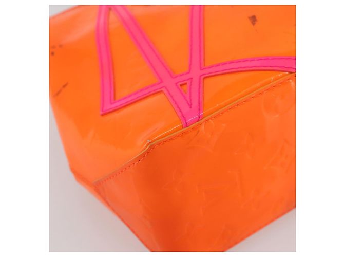 LOUIS VUITTON Borsa Reade PM Monogram Vernis Fluo Rosa Arancio M91903 Auth 143574 Arancione - vista 11