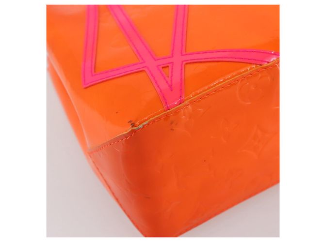 LOUIS VUITTON Borsa Reade PM Monogram Vernis Fluo Rosa Arancio M91903 Auth 143574 Arancione - vista 13