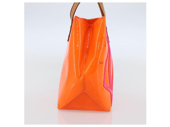 LOUIS VUITTON Borsa Reade PM Monogram Vernis Fluo Rosa Arancio M91903 Auth 143574 Arancione - vista 4