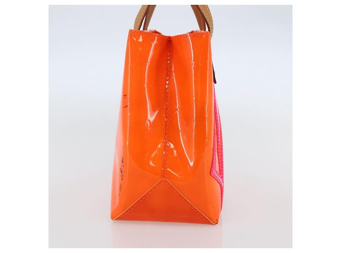LOUIS VUITTON Borsa Reade PM Monogram Vernis Fluo Rosa Arancio M91903 Auth 143574 Arancione - vista 5