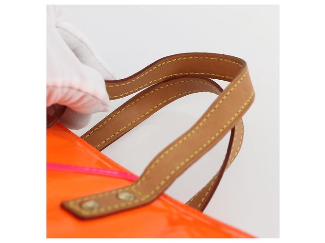 LOUIS VUITTON Borsa Reade PM Monogram Vernis Fluo Rosa Arancio M91903 Auth 143574 Arancione - vista 8