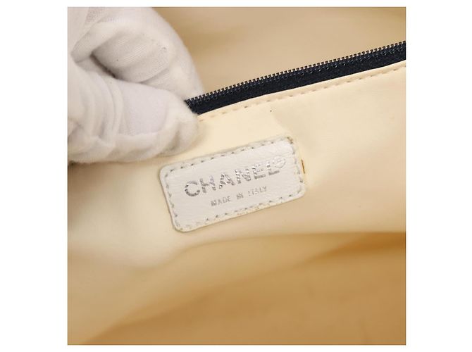 CHANEL Bisy Linie Tote Bag aus Canvas Weiß CC Auth 145779 - Ansicht 14