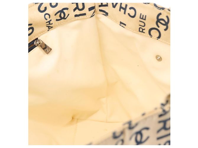 CHANEL Bisy Linie Tote Bag aus Canvas Weiß CC Auth 145779 - Ansicht 16
