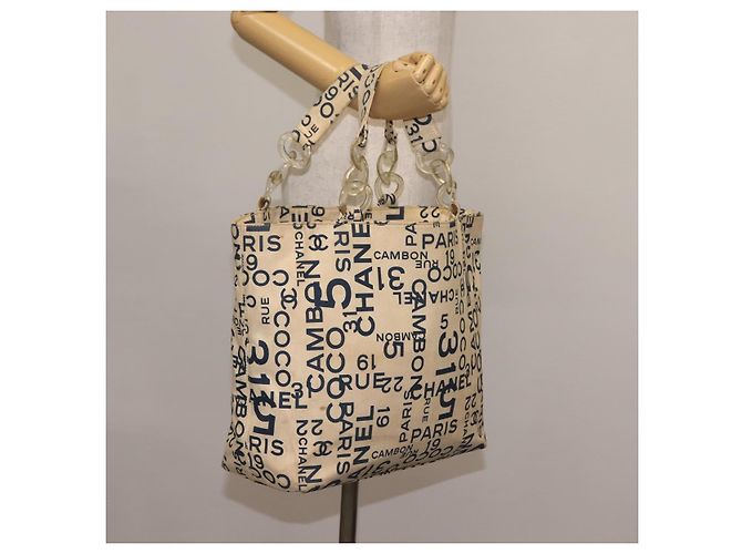 CHANEL Bisy Linie Tote Bag aus Canvas Weiß CC Auth 145779 - Ansicht 20