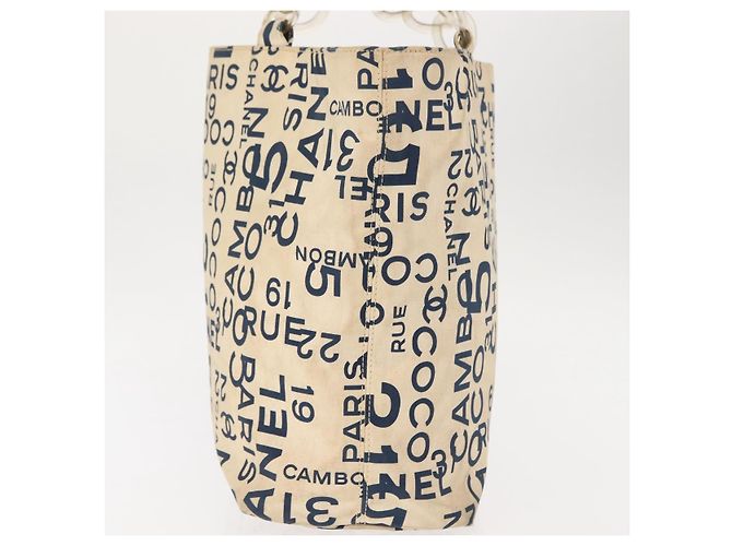 CHANEL Bisy Linie Tote Bag aus Canvas Weiß CC Auth 145779 - Ansicht 4