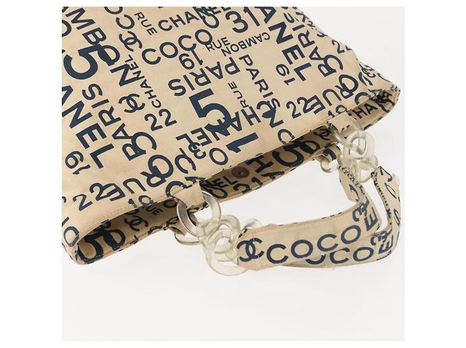 CHANEL Bisy Linie Tote Bag aus Canvas Weiß CC Auth 145779 - Ansicht 6