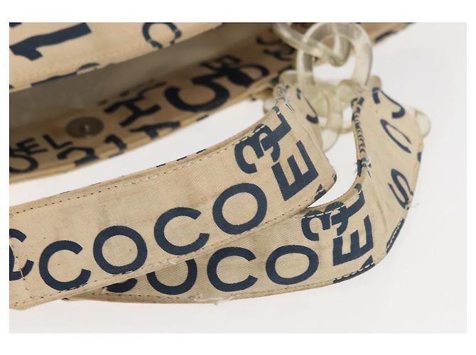 CHANEL Bisy Linie Tote Bag aus Canvas Weiß CC Auth 145779 - Ansicht 7