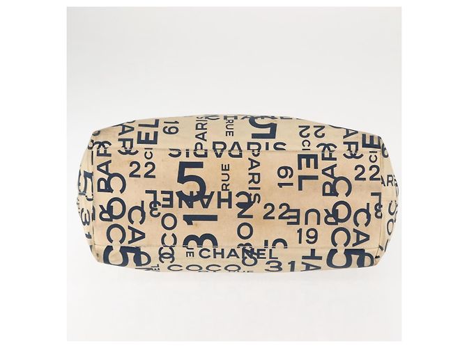 CHANEL Bisy Linie Tote Bag aus Canvas Weiß CC Auth 145779 - Ansicht 9