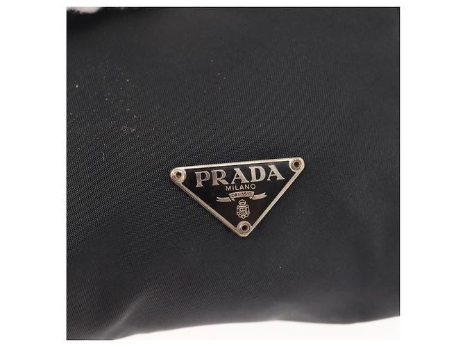 PRADA Schultertasche Nylon Schwarz Silber Authentisch 143276 - Ansicht 18