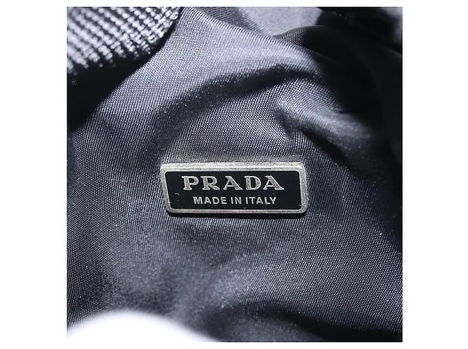 PRADA Schultertasche Nylon Schwarz Silber Authentisch 143276 - Ansicht 19