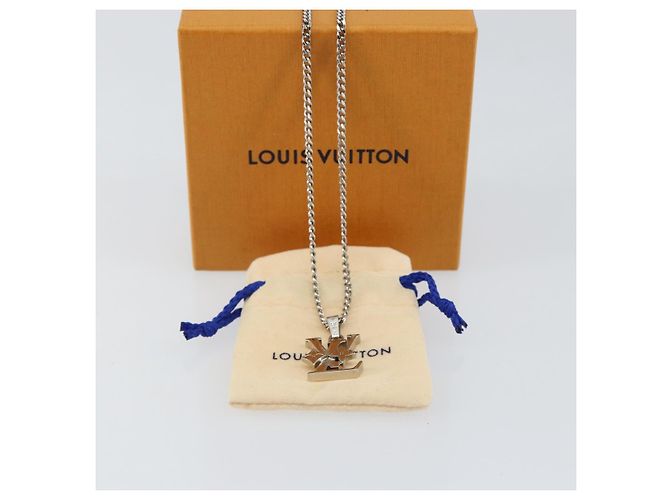 COLLANA Monogram Row in metallo Argento LOUIS VUITTON M02254 LV Auth 143366 - vista 12